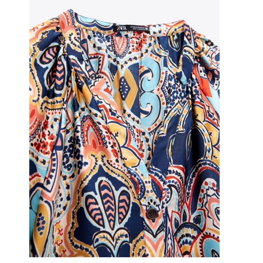 NWT Zara Boho Paisley Floral Print Fluid  MIDI /MaXi Dress - Picture 5 of 7